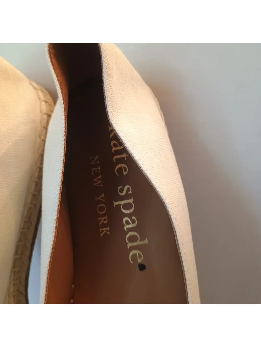 Kate Spade Gwen Pansy Floral Embroidered Espadrille Flats Cream 10B